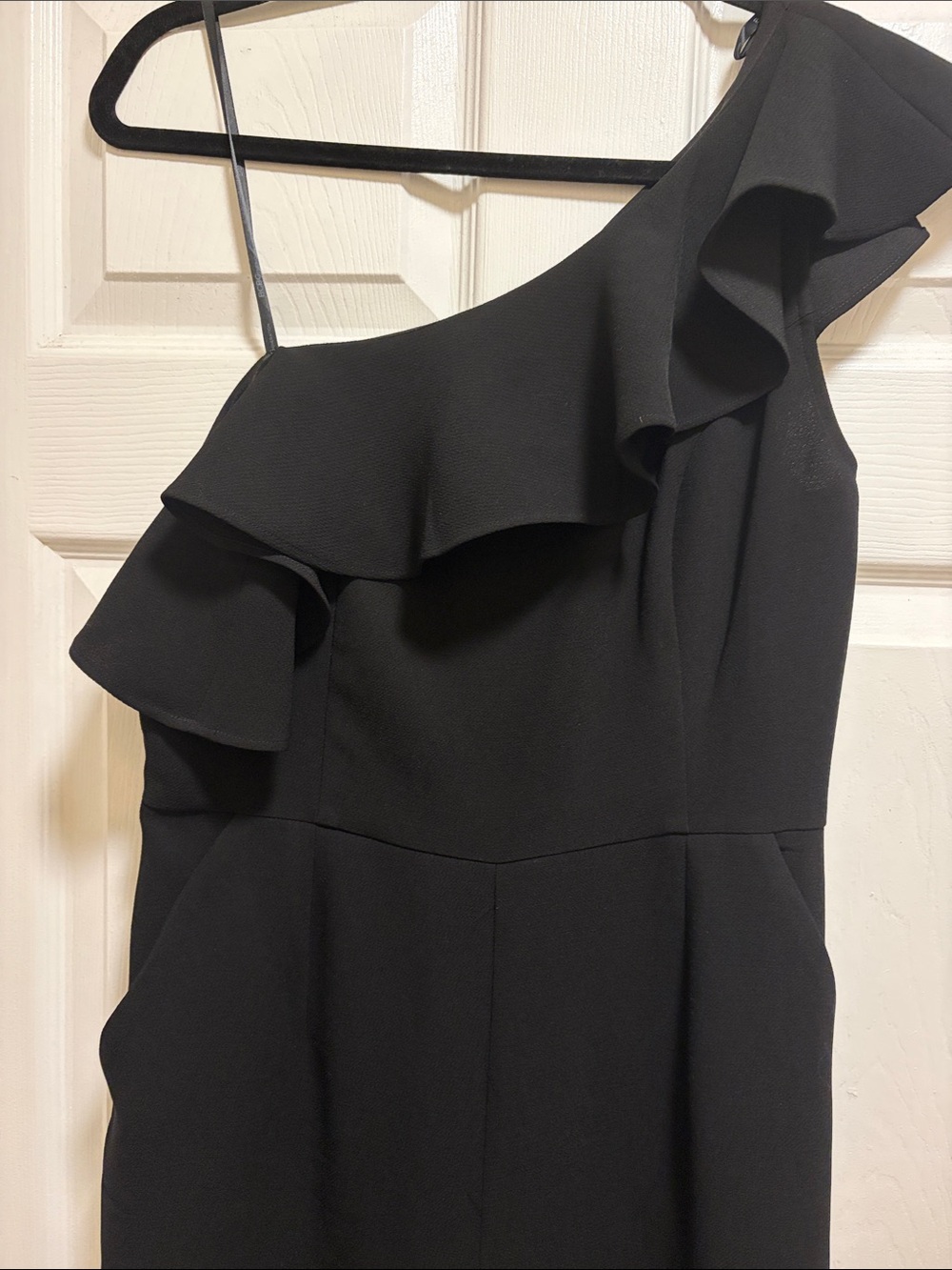 BCBG Black One-Shoulder Ruffled Jumpsuit - Picture 2 of 4